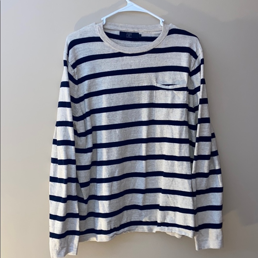 Striped j crew long sleeve w pocket